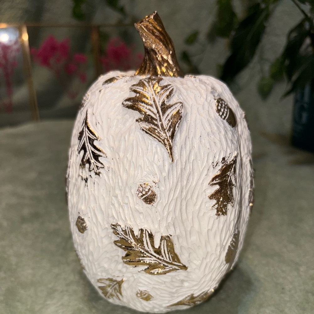 White and Gold Decorative Pumpkin